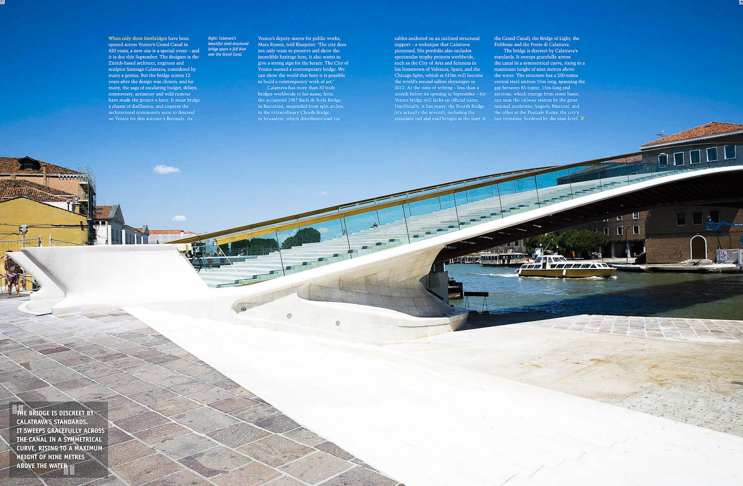 BLUEPRINT Magazine Feature, Oct 08, Calatrava Bridge Venice, Italy