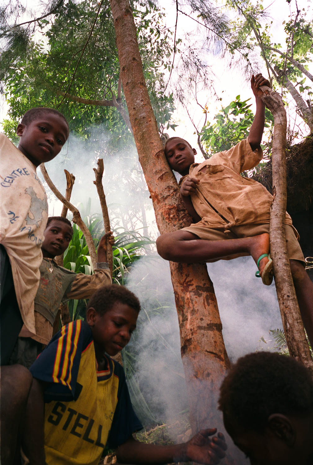 Boys Roasting Sweetcorn, Moheli (Mwali), Comoros